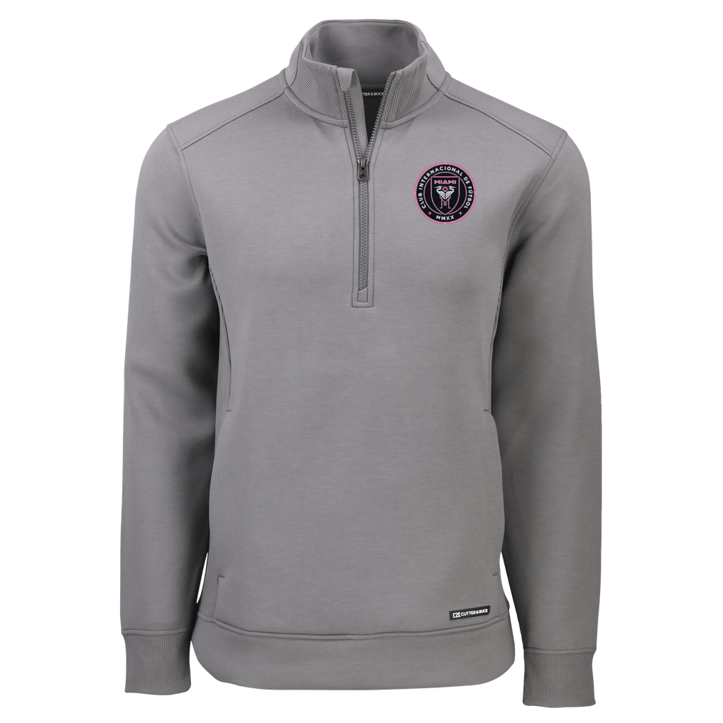  Inter Miami CF Cutter & Buck Roam Eco Recycled Quarter-Zip Pullover Top - Gray